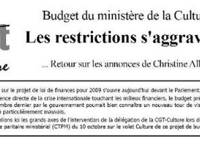 Budget du ministère de la Culture : Les restrictions s’aggravent !