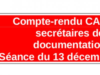 Compte-rendu CAP des secrétaires de documentation Séance du 13 décembre 2017