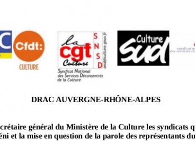 DRAC AUVERGNE-RHÔNE-ALPES : Réunion avec le secrétaire général du Ministère de la Culture