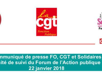 Comité de suivi du Forum de l’Action publique : 22 janvier 2018