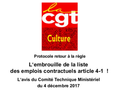 Protocole retour à la règle – L‘embrouille de la liste  des emplois contractuels article 4-1  !