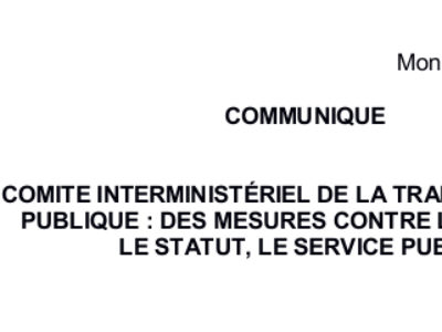 COMITE INTERMINISTÉRIEL DE LA TRANSFORMATION PUBLIQUE : DES MESURES CONTRE LES AGENTS, LE STATUT, LE SERVICE PUBLIC.