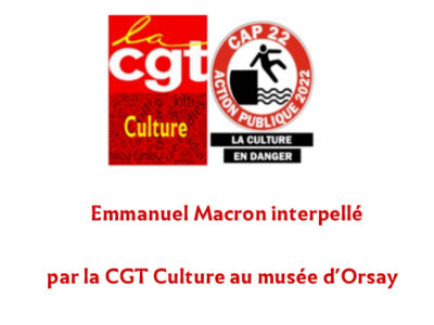 Emmanuel Macron interpellé par la CGT Culture au musée d’Orsay