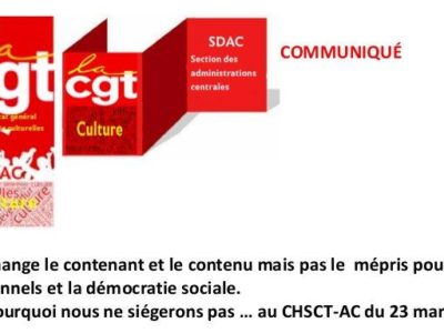 Pourquoi nous ne siégerons pas au CHSCT-AC du 23 mars 2018