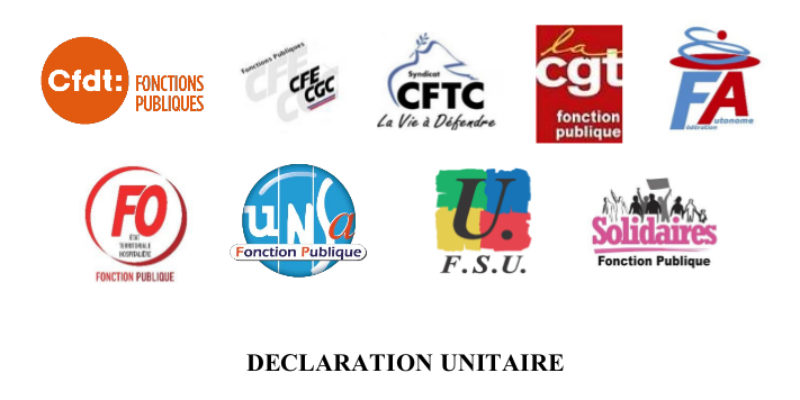 DÉCLARATION UNITAIRE CFDT – CFE CGC – CFTC – CGT – FA FP – FO – FSU – Solidaires – UNSA Fonction Publique