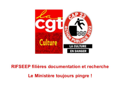 RIFSEEP filières documentation et recherche – Le Ministère toujours pingre !