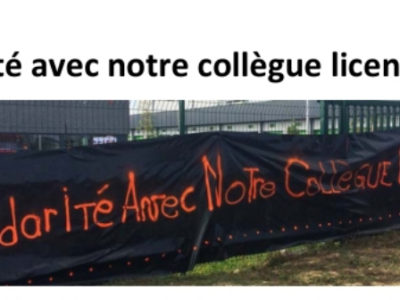 Solidarité avec notre collègue licenciée