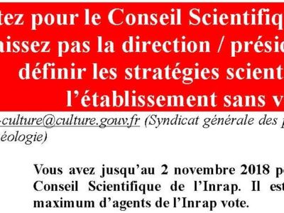 élections au Conseil Scientifique de l’Inrap nov.2018