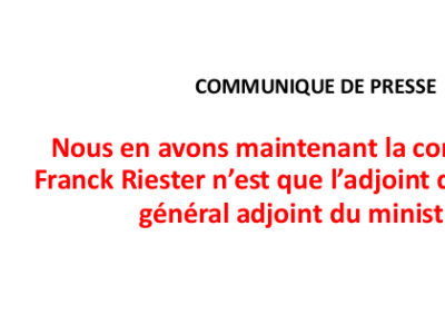 Nous en avons maintenant la confirmation, Franck Riester n’est que l’adjoint du secrétaire général adjoint du ministère.
