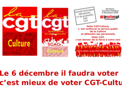 Le 6 décembre il faudra voter. Et c’est mieux de voter CGT-Culture !