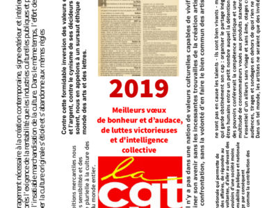 2019  Meilleurs vœux  de bonheur et d’audace, de luttes victorieuses et d’intelligence collective