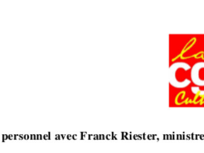 Entretien des représentants du personnel avec Franck Riester, ministre de la Culture, le 17 mai 2019.