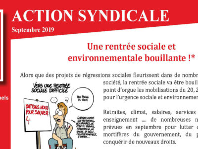 Inrap – Action Syndicale Septembre 2019 – Une rentrée sociale et environnementale bouillante