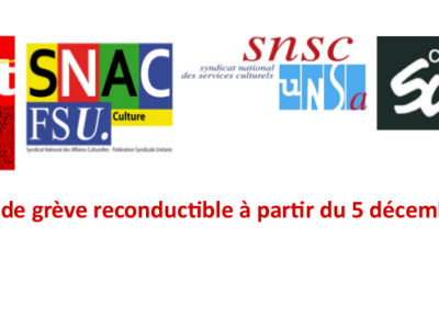 Préavis de grève reconductible à partir du 5 décembre 2019