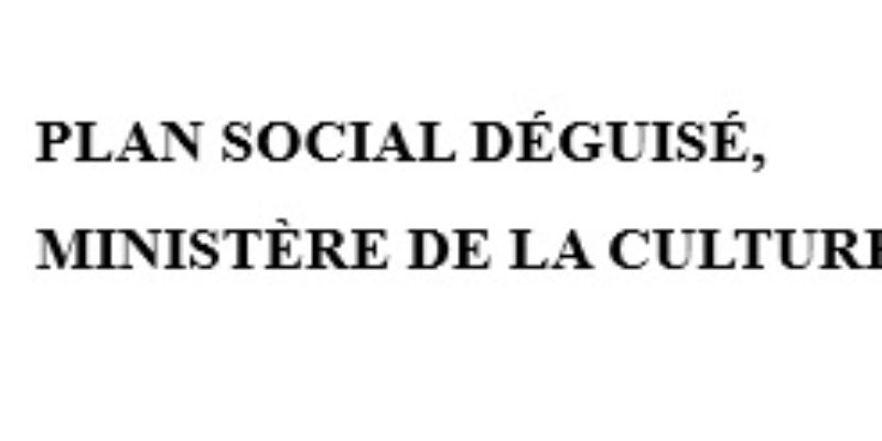 PLAN SOCIAL DÉGUISÉ, MINISTÈRE DE LA CULTURE EN DANGER !