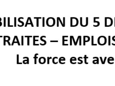 MOBILISATION DU 5 DÉCEMBRE 2019 / RETRAITES – EMPLOIS – SALAIRES : La force est avec nous !