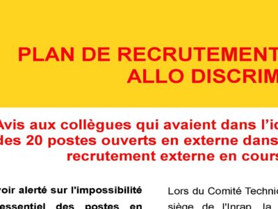 PLAN DE RECRUTEMENT A L’INRAP : ALLO DISCRIM ?