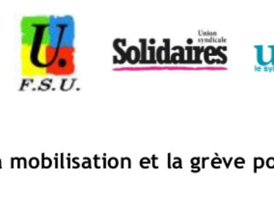 Communiqué unitaire : Amplifier la mobilisation et la grève pour gagner !