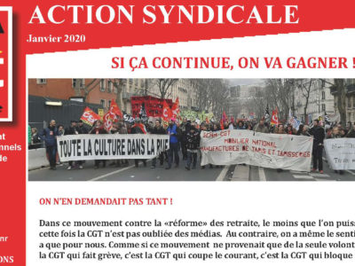 Archéo – ACTION SYNDICALE janvier 2020 – Si ça continue, on va gagner !