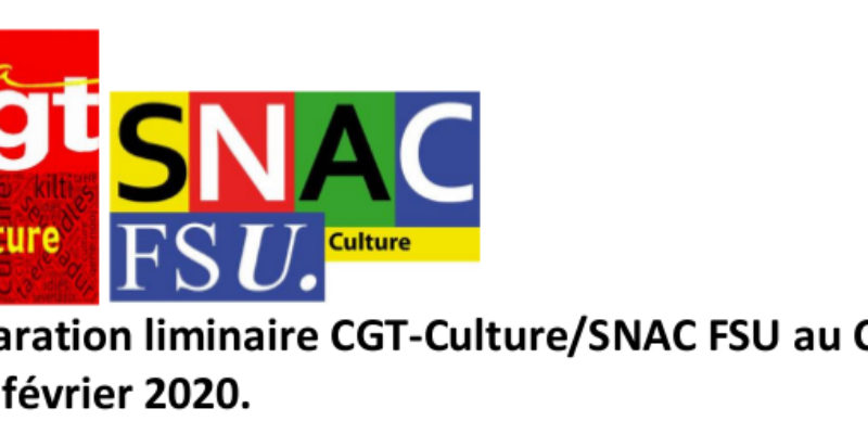 Déclaration liminaire CGT-Culture/SNAC FSU au CNAS du 5 février 2020