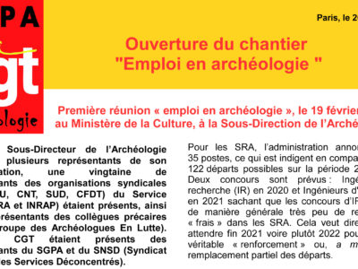 Archéo – Ouverture du chantier « Emploi en archéologie « 