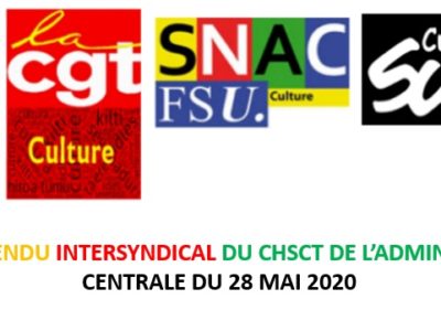 Compte-rendu intersyndical du CHSCT de l’administration centrale du 28 mai 2020