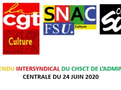 Compte-rendu intersyndical du CHSCT de l’administration centrale du 24 juin 2020