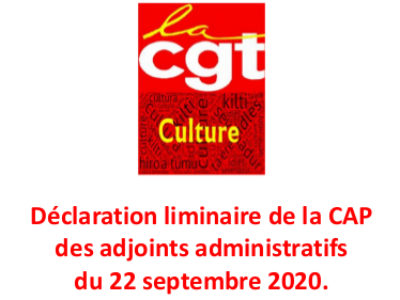 Déclaration liminaire de la CAP des adjoints administratifs du 22 septembre 2020.