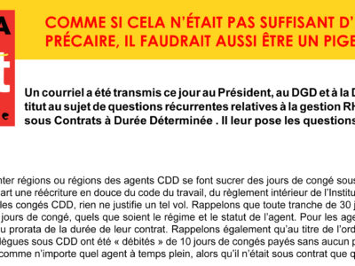 Inrap – COMME SI CELA N’ÉTAIT PAS SUFFISANT D’ÊTRE PRÉCAIRE, IL FAUDRAIT AUSSI ÊTRE UN PIGEON !