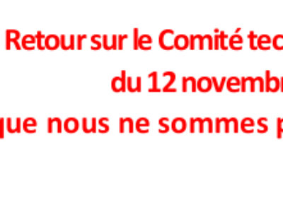 Retour sur le Comité technique ministériel  du 12 novembre 2020…