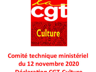 Comité technique ministériel du 12 novembre 2020 – Déclaration CGT-Culture