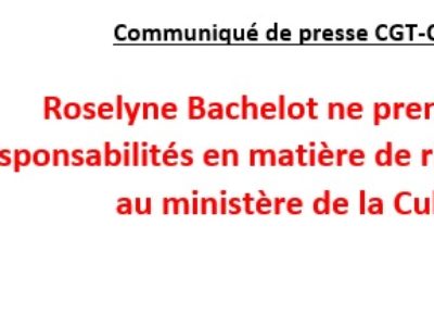 Roselyne Bachelot ne prend pas ses responsabilités en matière de risque sanitaire au ministère de la Culture