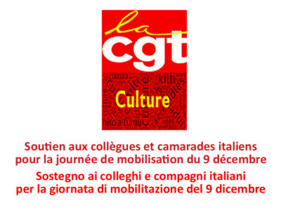 Soutien aux collègues et camarades italiens pour la journée de mobilisation du 9 décembre