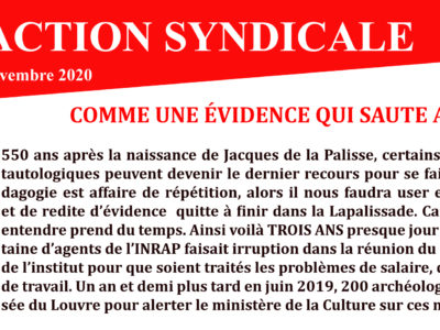 Inrap – Action Syndicale novembre 2020