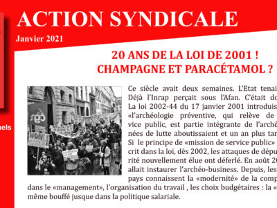 ARCHEO – ACTION SYNDICALE JANVIER 2021