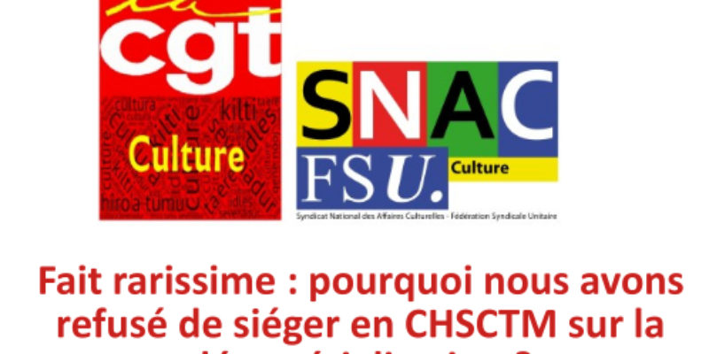 Fait rarissime : pourquoi nous avons refusé de siéger en CHSCTM sur la dématérialisation ?