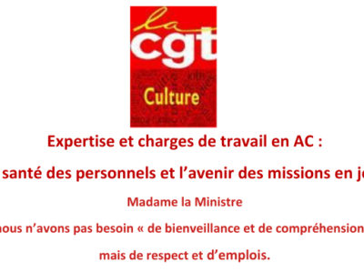 Expertise et charges de travail en AC : la santé des personnels et l’avenir des missions en jeu