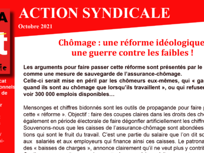 Numéro d’Octobre 2021 de l’Action Syndicale – CGT Archéo