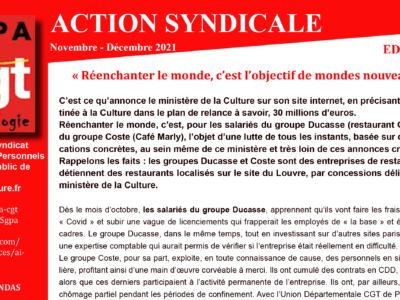 SGPA-CGT Culture – Action Syndicale novembre – décembre 2021