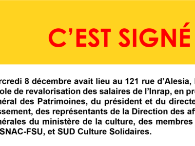 C’est signé ! Communiqué SGPA-CGT du 13 décembre 2021