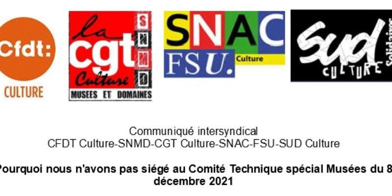 Communiqué intersyndical CFDT Culture-SNMD-CGT Culture-SNAC-FSU-SUD Culture :