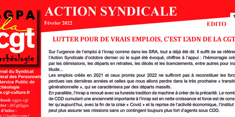ARCHEO – SGPA CGT – Action Syndicale février 2022