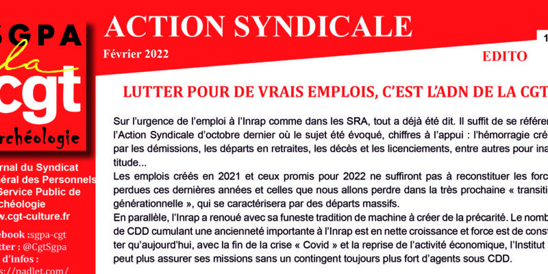 ARCHEO – SGPA CGT – Action Syndicale février 2022