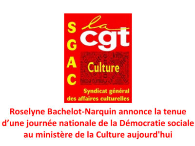 Roselyne Bachelot-Narquin annonce la tenue d’une journée nationale de la Démocratie sociale au ministère de la Culture aujourd’hui