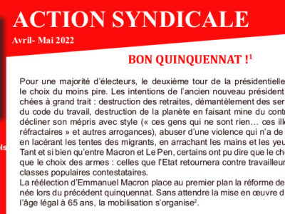 Archéo – Numéro d’avril -mai de l’Action Syndicale – SGPA-CGT