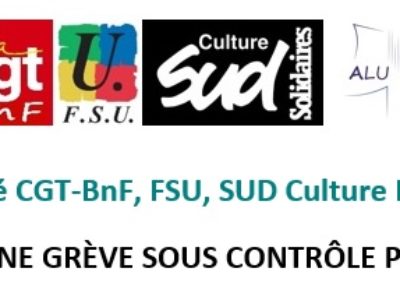 Communiqué CGT-BnF, FSU, SUD Culture BnF, ALU-BnF