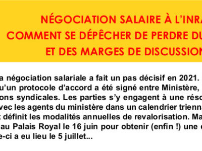 NÉGOCIATION SALAIRE À L’INRAP. COMMENT SE DÉPÊCHER DE PERDRE DU TEMPS… ET DES MARGES DE DISCUSSIONS