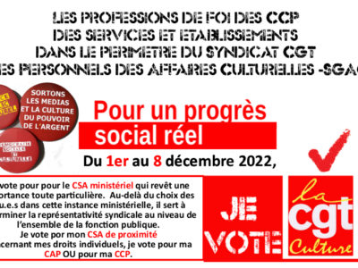 Les professions de foi des CCP locales des services et établissements dans le périmètre du SGAC