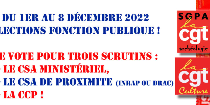 Archéo – Du 1er au 8 décembre 2022, votez CGT-CULTURE. Pour nos salaires, nos emplois, nos missions, nos droits