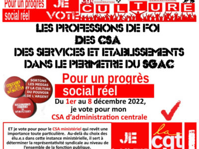 Les professions de foi des CSA des services et établissements dans le périmètre du SGAC